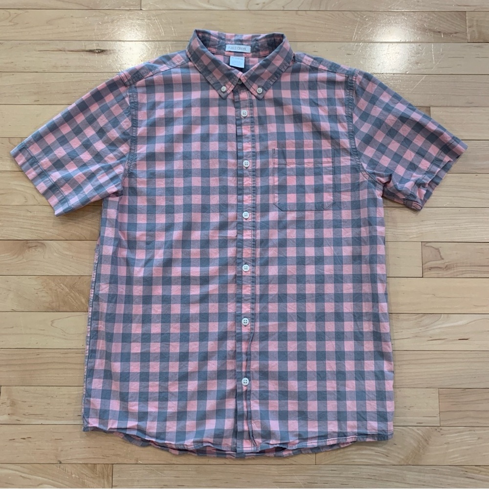 Falls Creek youth boys size XL 14/16 short sleeve plaid shirt button down